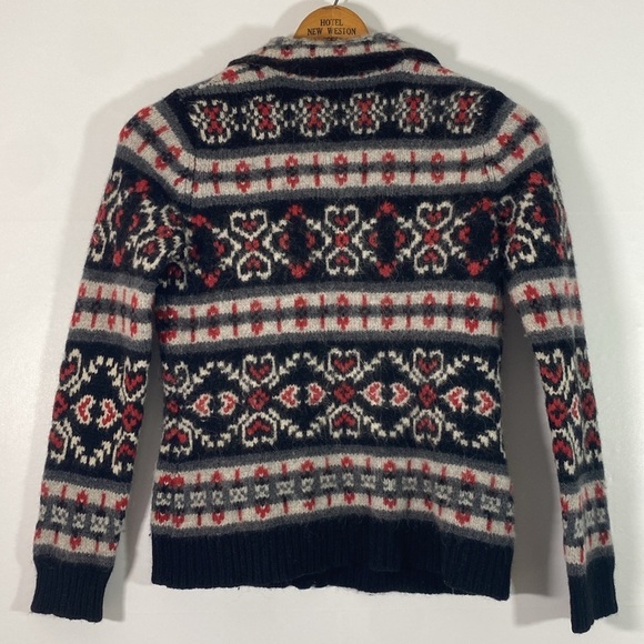 Vintage Snowflake Fair Isle  Lambswool and Angora Zip up Sweater Size Small - Picture 3 of 5
